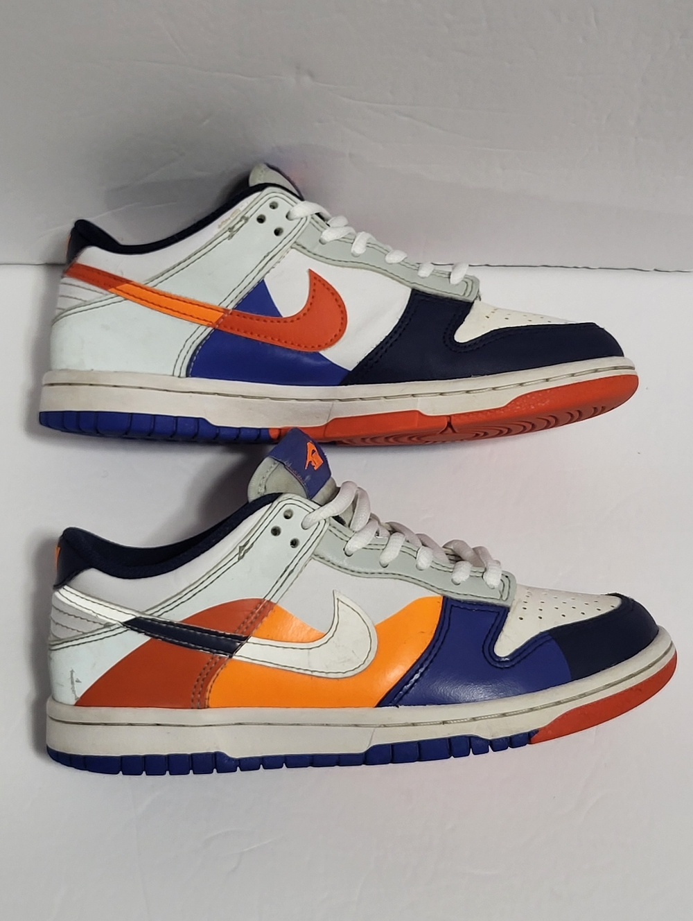 Nike  Low-Top Multicolor Skate Sneakers - White/Orange/Navy Size Kids 4.5